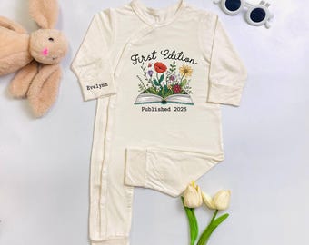 Custom First Edition Baby Bodysuit, Librarian Baby Romper, Published Baby Bodysuit, Book Lover Gift