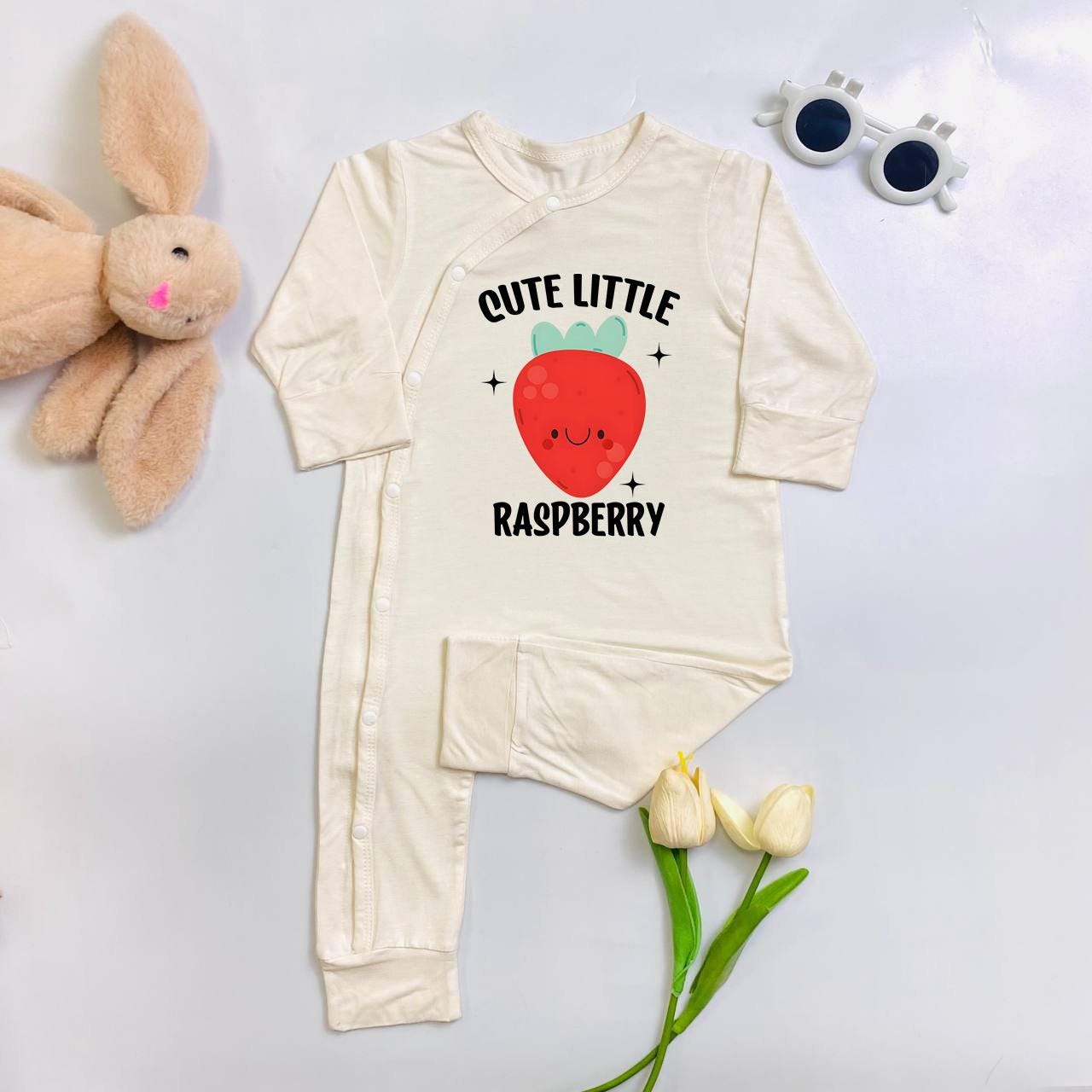 Cute Little Raspberry Baby Vest, Baby Grow - Le mera