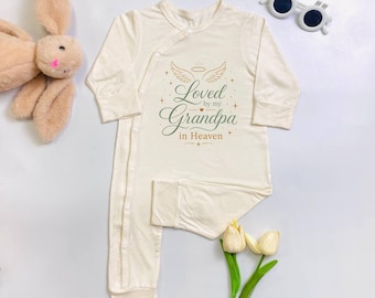 Custom Grandpa In Heaven Baby Bodysuit, Memorial Baby Romper, Neutral Baby Outfit