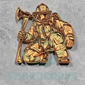 Fireman Tribute Laser Cut File, Stacked Firefighter SCBA Gear SVG, Emergency Services Digital Art