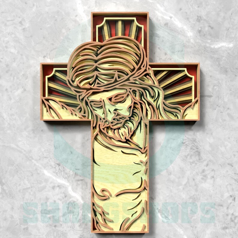 Jesus Christ on Cross Layered Laser Cut File, 3D Religious Christian ...