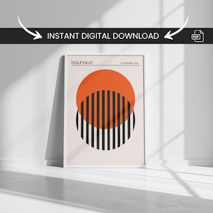 Bauhaus Orange Wall Art – Abstract Geometric Poster (Digital Download)