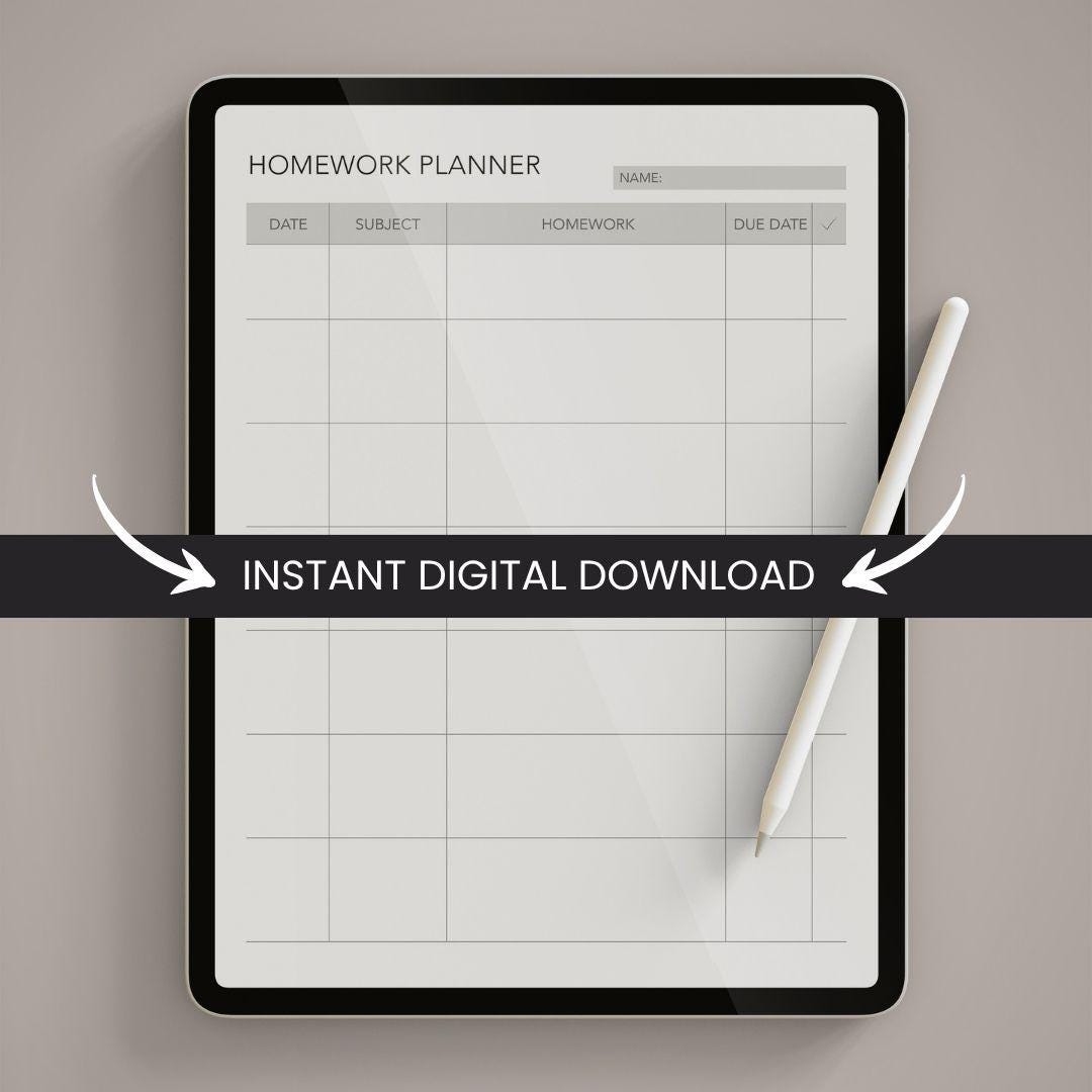 Printable Homework Planner | Student Assignment Tracker | Minimalist ...