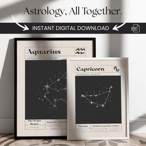 Conjunto de arte de parede do zodíaco para impressão | Pôsteres minimalistas de signos astrológicos | Download digital