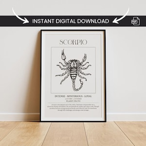 Scorpio Zodiac Sign Wall Art | Scorpio Gifts | Scorpio Zodiac Decor Art Print | Intense & Mysterious Astrology Printable