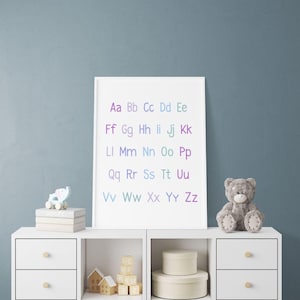 Pastel Alphabet Poster for Kids | A4 Digital Wall Art | ABC Nursery Print | Back to School Decor | Educational Classroom Art