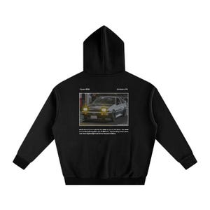 Sudadera con capucha polar extragrande JDM AE86 / Coche japonés unisex retro vintage / Coche con la inicial D