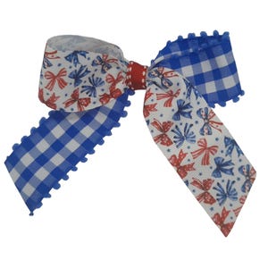4th of July Coquette and Gingham Bow, 4th of July hair clip, Summer Hair Clip, July 4th Hair Clip, Girls Hair Clips, Fourth of July Hair