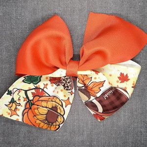 Fall Things Hair Bow, Oversized Bows, Pinwheel Bows, Boutique Bows, Fall, Pumkin Spice Bow, Football Bow, Fall Bows for Girls, Autumn Bows