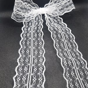 White Lace Hair Bow, Hair Bow With Tails, Lace Hair Clip, Toddler Bows, Hair Bows For Girls, Hair Bows For Teens, Hair Bows For Women