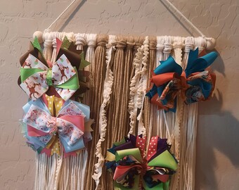 Bow Holder, Bow Organizer, Hair Bow Holder, Bow Holder For Girls, Bow Storage, Boho, Boho Bow, Neutral, Holder, Bow Hanger, Nursery Decor