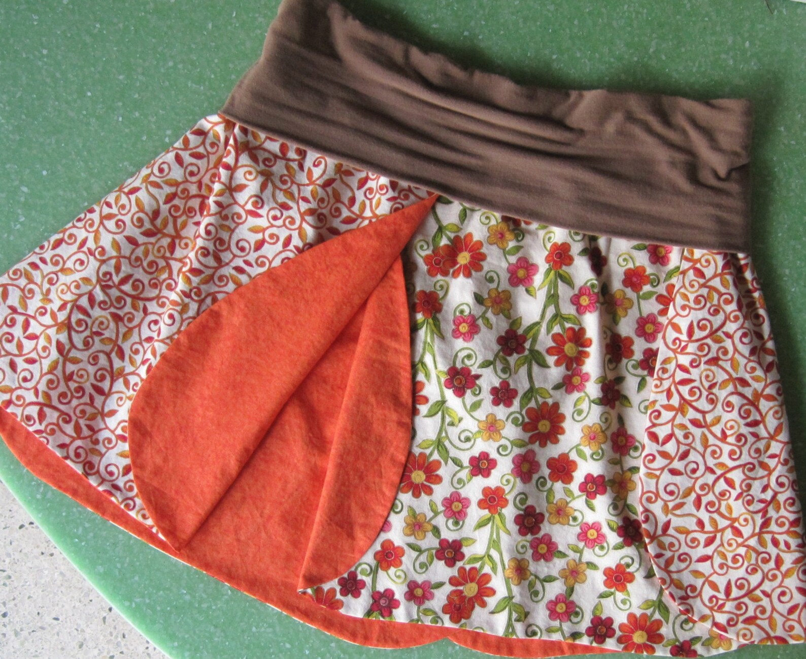 Orange Flower Skirt custom reversible | Etsy