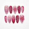 Pink Floral Glossy Press On Nails, 3d Flower Nails, Romantic Nail Art, Pearl Accent Nails, Cherry Blossom Vibe FRXW9 product logo