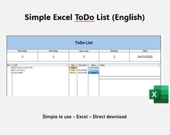 Elenco delle cose da fare di Excel (formato data inglese/USA)