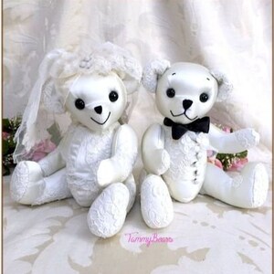 Wedding Dress Bridal Teddy Bear &quot;Doll&quot; Made  from your Wedding Dess. Keepsake Memory Bear