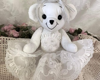 Bridal Teddy Bear "Doll" Handmade from your Wedding Dess. Keepsake Memory Bear