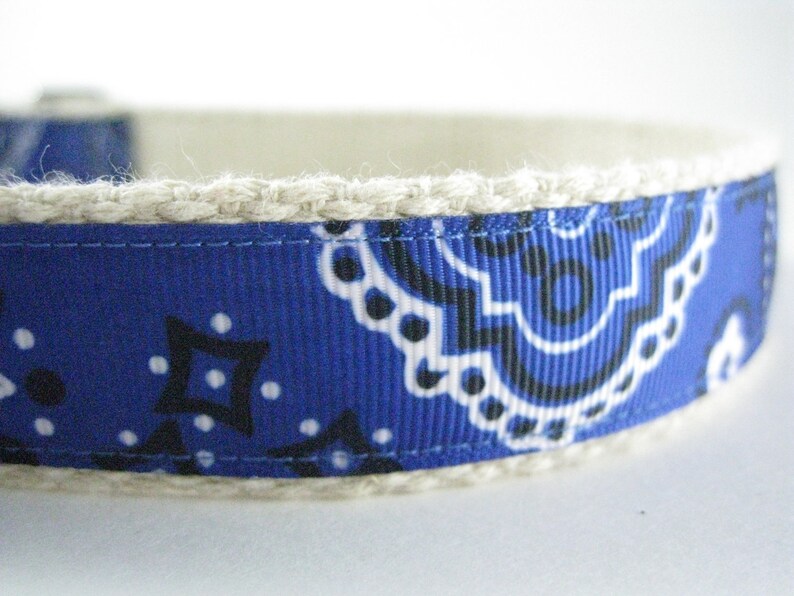 Hemp Dog Collar Blue Bandana Paisley Etsy