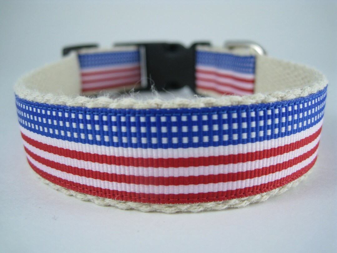Hemp Dog Collar Stars and Stripes Forever American Flag Etsy