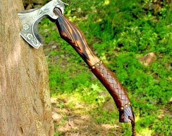 Handmade Viking Style Hatchet axes – Decorative Carbon Steel Tomahawk with Leather Sheath, Collectible Norse Inspired Axe,