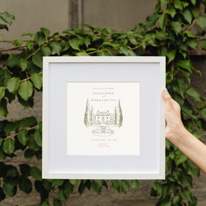 Esboço desenhado à mão para local de casamento, cartão de casamento, local de casamento digital, ilustração personalizada, desenho de local de casamento, desenho de linha desenhado à mão