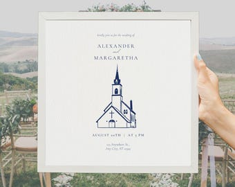 Custom Wedding Venue Hand Drawn Line Drawing Sketch, Wedding card, Digital Wedding Venue, Custom Illustration, Hand drawn (digital file)