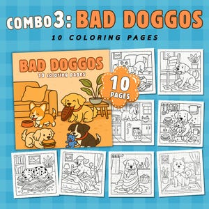 Bad Doggos | Combo 3: Cute Dog Coloring Book, Cheeky Dog Moments, Fun Digital Coloring Book for Kids