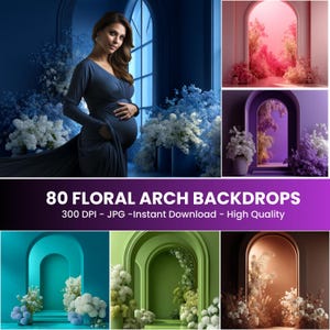 Maternity digital backdrop, room maternity backdrop overlays, studio portrait backdrops, minimal arches backdrop, flower backdrop floral