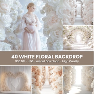 White Floral Arch Wedding Backdrop (Digital Download)