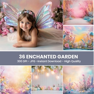 Enchanted Garden Digital Backdrop Fantasy Garden Digital Background Magical Forest Wallpaper Desktop Botanical Fairy Forest Tropical Nature