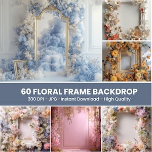 Floral Frame Digital Backdrop: Maternity & Newborn Photography (digital ...