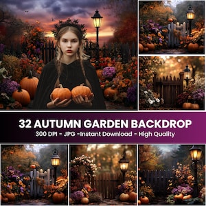 Autumn Garden Arch Digital Backdrop: Fine Art Photography Background (JPG Download 10752x7168px 300 DPI)