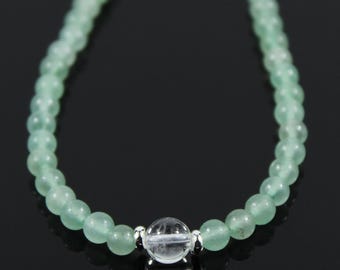 Aventurine Necklace | Rock Crystal & Quartz | Rhodium-Plated | Boho Classic Gift