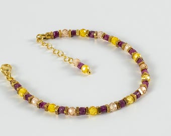 Ruby Bracelet | Champagne Zirconia Hematite Crystal | 18K Gold-Plated | Graduation Birthday Gift