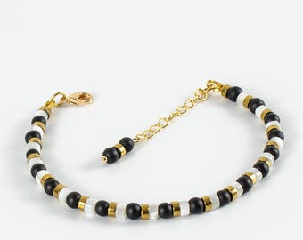 Shungite Bracelet | Mother of Pearl Hematite | 18K Gold-Plated | Bridesmaid Wedding Gift