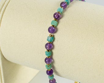 Amethyst Bracelet | Amazonite Hematite | 18K Gold-Plated | February Birthstone Self Care Gift