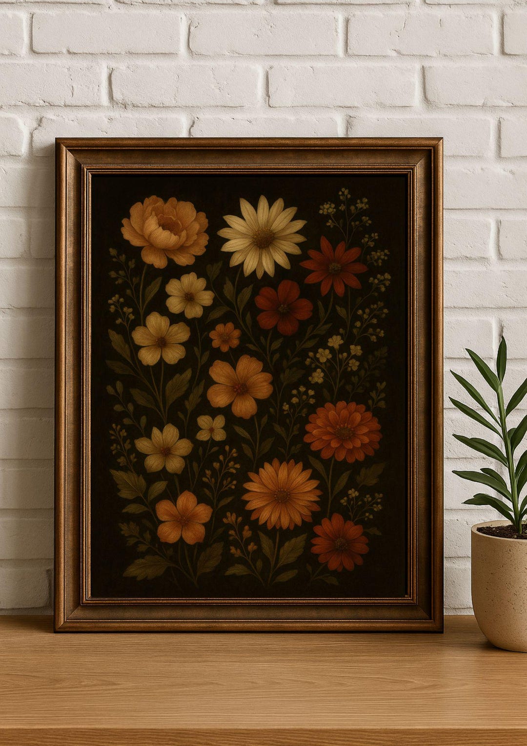 Dark Floral Wall Art Printable – Vintage Botanical Art, Moody Flower ...