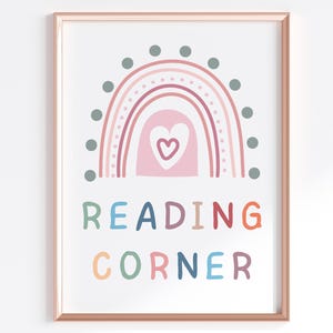 Reading Corner Sign, Let&#39;s Read, Reading Nook, Boho Classroom Decor, Playroom Wall Decor, Montessori, Classroom Posters, Kids Read Wall Art