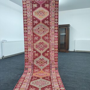 19ft Neutral Runner Rug , Faded Turkish Runner Rug , Vintage Runner Rug , 21, 22, 23 ,Handvoven Rug , Oriental Runner Rug , Runner Entry Rug