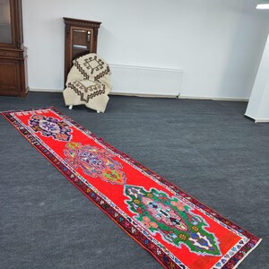 13ft RED HERKI RUG, rugs for kitchentraditional rug, vintage rug, 3x21ft anatolian rug, turkish rug, herki rug