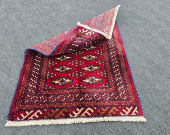 2 x 2.9 ft Turkish Pastel Red Rug for Hallway Mini Rug for Home Red Door Mat Rug  Turkish Anatolian Rug Antique Rug for Farmhouse Decor