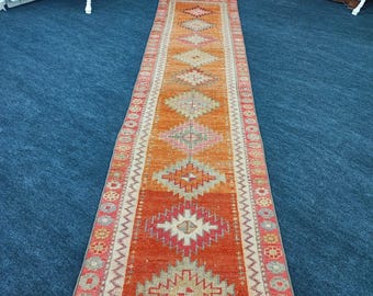Herki runner rug, Vintage rug,Turkish rug, Corridor rug, Hallway rug, Stair rug, Home decoration