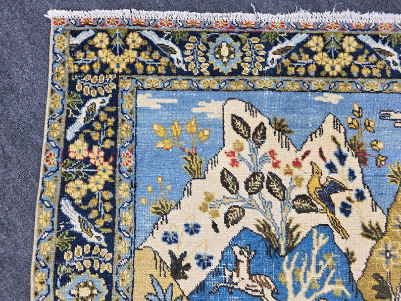 4x6 Blue Hand-knotted Antique Oushak Area Rug