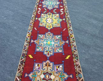 Runner rug, 3X13ft, Vintage Runner Rug, Turkish Hallway rug, Vintage Decorr Runner, Oushak Carpet, Decor Rug, Oriental runner rug,
