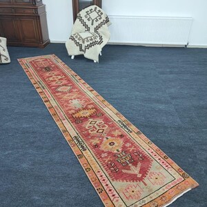 3x13ft,Turkish rug runner, Vintage hallway rug, 3x13ft, Handmade wool rug, Boho decor rug, Home decor, Entryway rug, Corridor rug