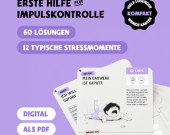Help with impulse control and regulatory disorders | Compact SOS anger card set for parents and children to manage anger | Emotion cards