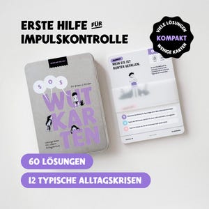 Hilfe zur Impulskontrolle & Regulationsstörung | SOS-Wutkarten-Set für Eltern u. Kinder zur Wutbewältigung in Alltagskrisen | Emotionskarten
