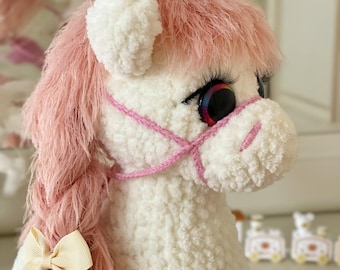 Soft Plush Pony Toy • Handmade Crochet Horse with Fluffy Mane • Personalized Gift for Kids