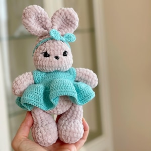 Small Crochet Bunny Toy: Soft Cotton Plush for Baby Nursery