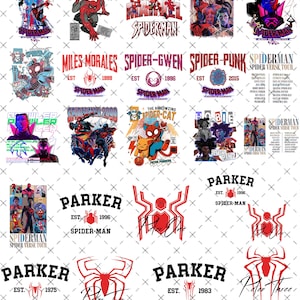 Spider-Man Multiverse PNG Bundle, 20+ Spider Verse Characters Clipart, Miles Morales Spider Gwen Digital Download