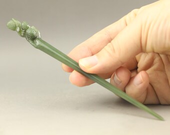 Grade A Certified Burmese Jade Hairpin Certified Icy Green冰阳绿 Burma 100% Natural A jadeite Jade  main image 4